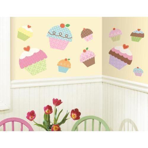 ROOMMATES - 10 Stickers repositionnables géants décoration murale Cupcakes 46 x 102 cm