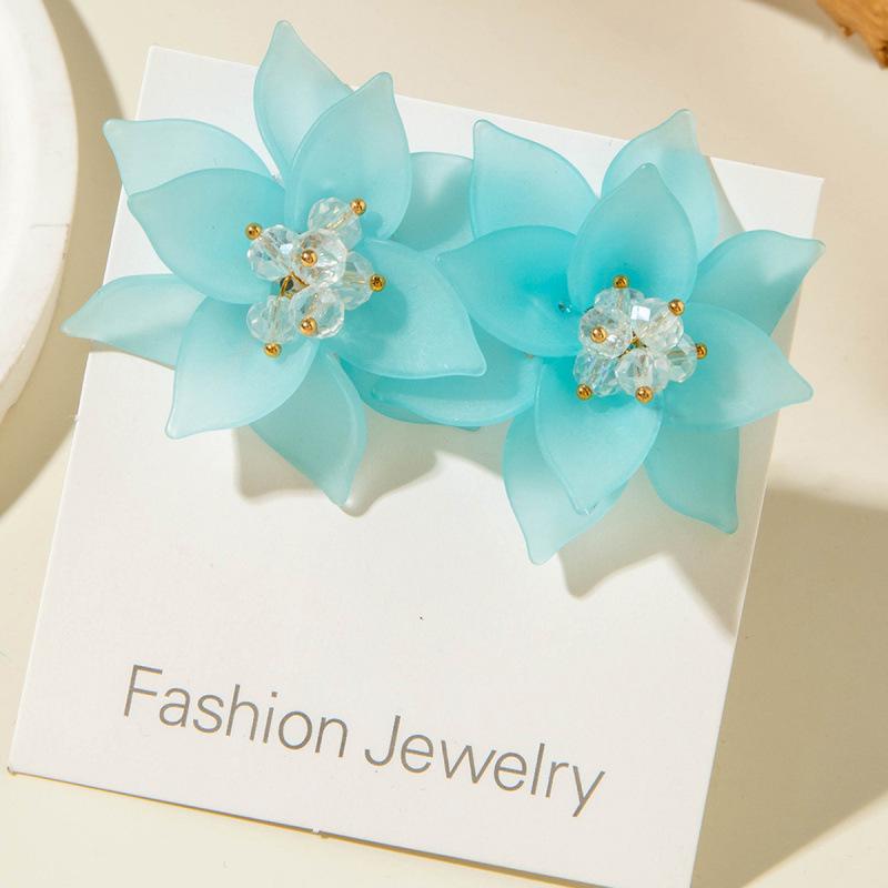 Dopamine Korean Fresh and Sweet Resin Three-dimensional Flower Earrings Earrings for Women