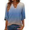 Womens 3/4 Length Sleeve Tunic Tops Casual V Neck Shirts Business Work Blouses