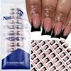 120 Pieces Glossy Black Duck Press On Nails Nude Medium French Tip Nails  For Nail Art