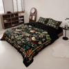 3pcs Black Retro Floral Print Coreless Duvet Cover Set Multi Size Bedroom Dormitory Soft and Comfortable Machine Washable