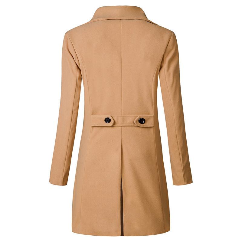 Autumn and Winter Double-breasted Men's Casual Trench Coat, Woolen Coat