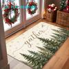 1pc, 2D Flat Printing, Christmas Style Gather Theme Fir Tree Printed Entrance Mat, Colorful And Non-Slip, Machine Washable Carpet, Suitable for Home D