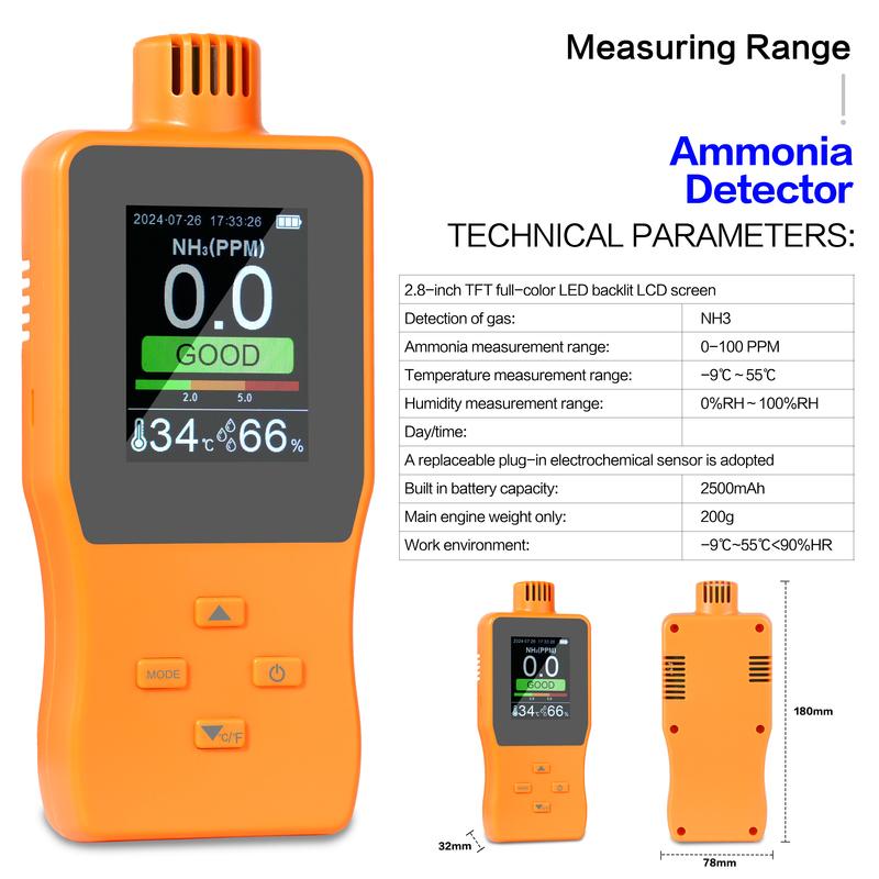 

Ammonia Detector NH3 Digital Display Detector Handheld Ammonia Monitor Detector NH3 Gas Detector