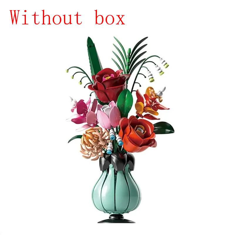 Sunflower Building Blocks Flower Bouquet Vase Floral Model Bricks Set Idea Home Decoration Educational Puzzle Toys Holiday Gifts