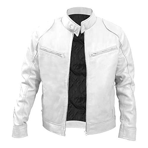 Business Gentleman Zip Cardigan Pocket Decorative PU Leather Stand-Up Collar Slim Leather Jacket Jacket