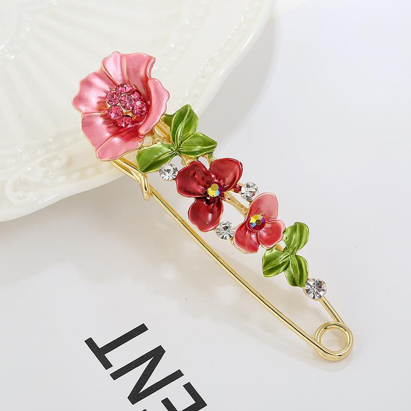 Oil silk scarf buckle brooch women's fixed clothes cardigan pin tulip flower temperament versatile accessories