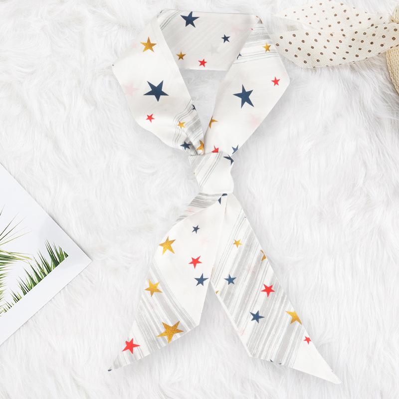 1116 Small Silk Scarf Ins French Headband Streamer Letter Retro Long Ribbon Decorative Small Scarf Scarf
