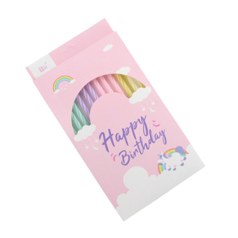 

New Birthday Candle Happy Encounter A3 Slender Colored Crystal Spiral 12 Boxed Party Candles 13.7CM