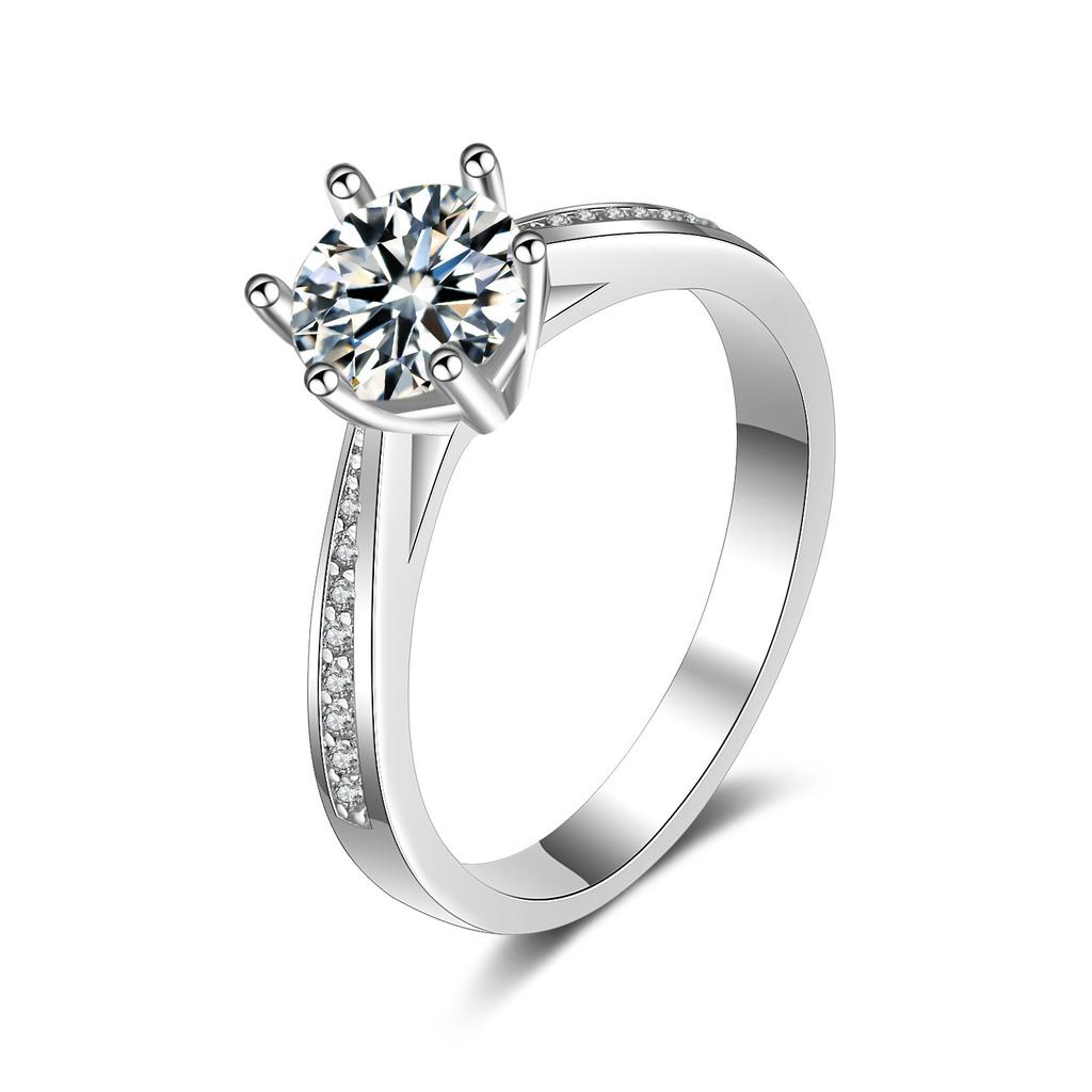 Simulated Diamond 1 Carat Wedding Ring Proposal Ring for Women Ring Eight Heart Eight Arrow Zircon Gold Plated Six Claw Diamond Ring