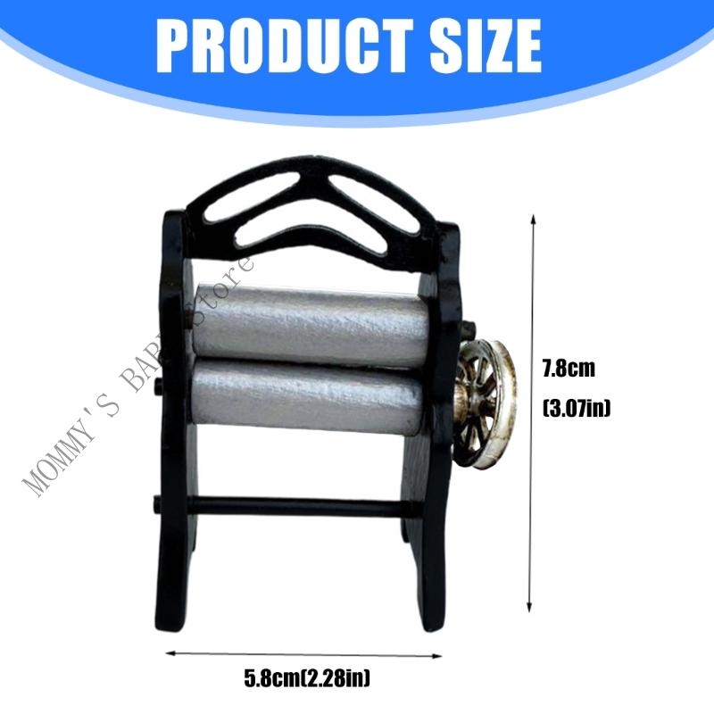 H3CD Miniature Vintage Dough Sheeter Machine For Dolls House Kitchen Setup Accessory