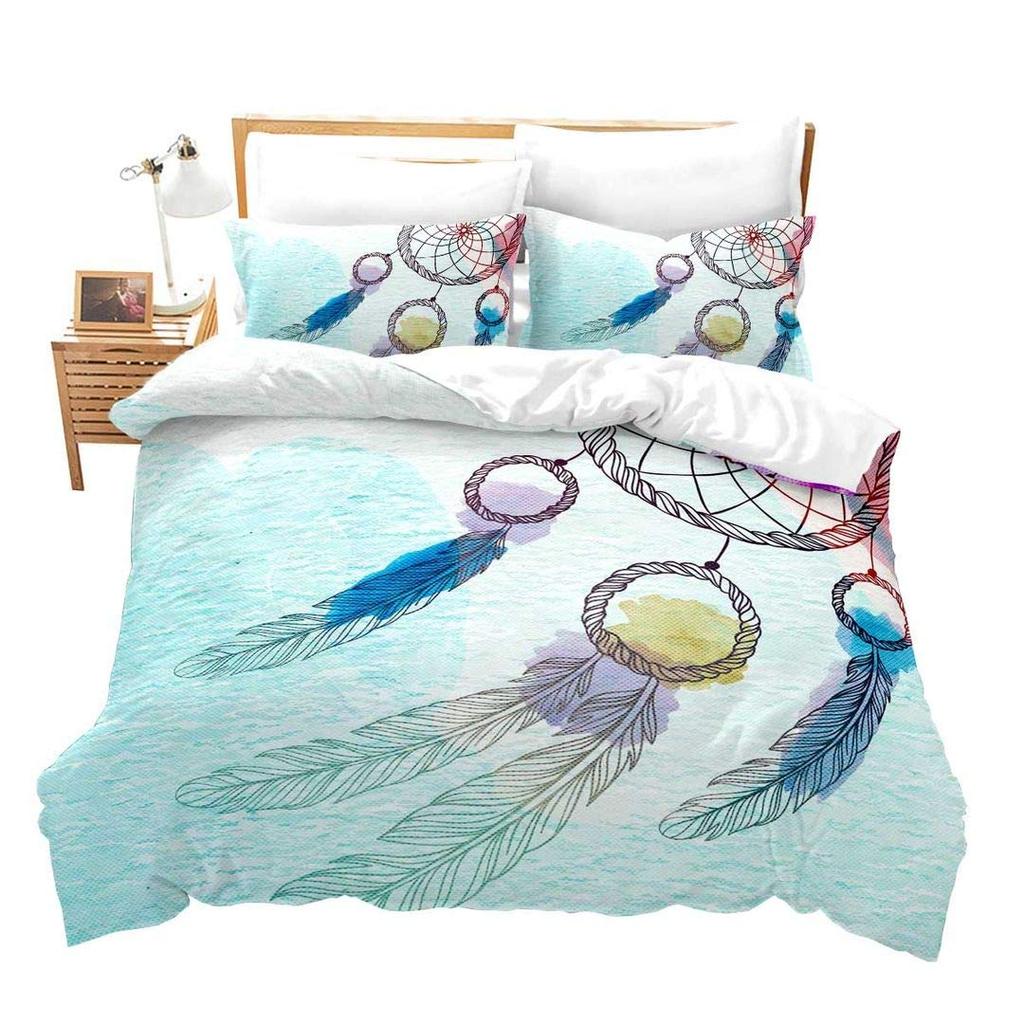 Cartoon Dreamcatcher Duvet Cover Set Single King Feather Bedding Set Microfiber Bohemian Comforter Cover For Girls Women Room