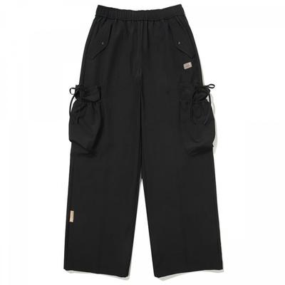 Women Cargo Pants String Brushed  Black 