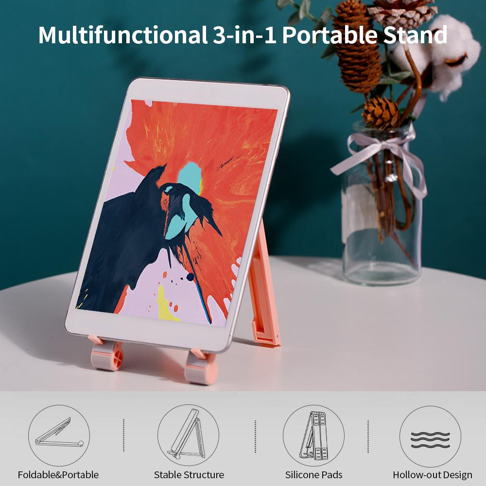 Multifunksjonelt bærbart bærbart stativ Sammenleggbart 3-i-1 bærbar PC Smart Phone Nettbrett Holder Mini Stall