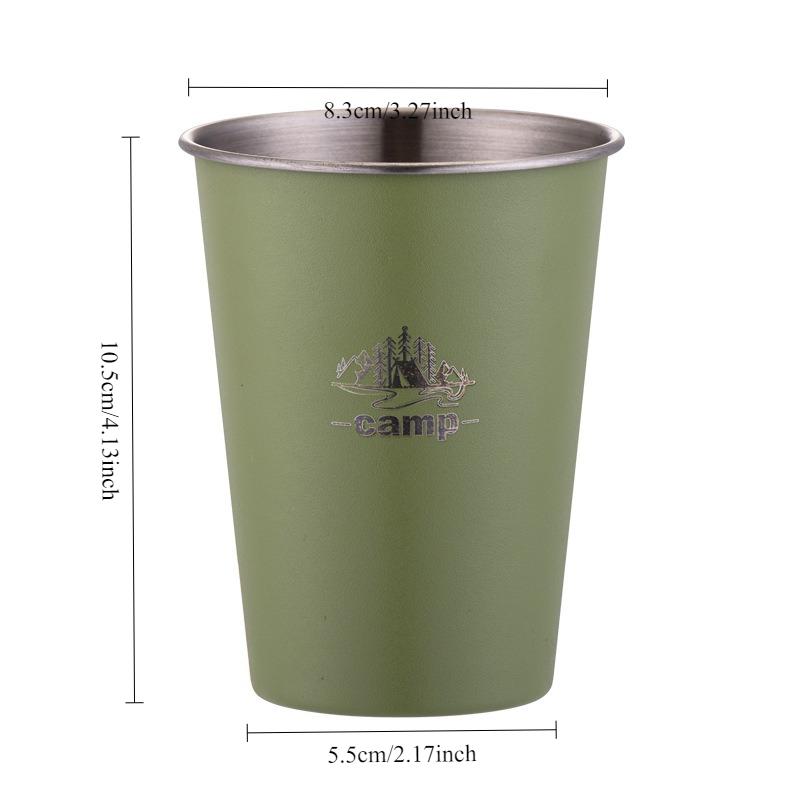 1PCS Camping Tableware Stainless Steel Outdoor Cup Portable Mug for Hiking Picnic Travel Lightweight Unbreakable Drinking Cup