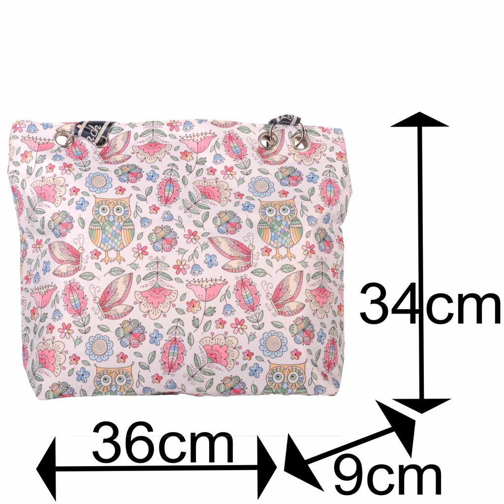 Strandtasche Eulen Blumen Schmetterlinge mit Reißverschluss