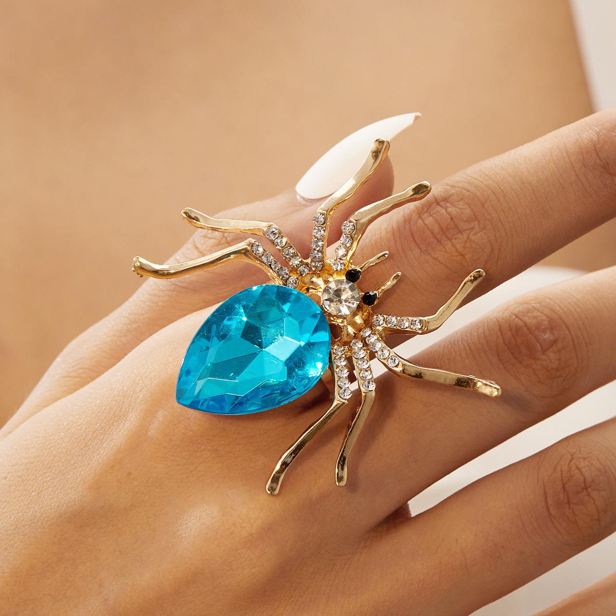 

Новые европейские и американские ювелирные изделия Модное преувеличенное кольцо-паук с бриллиантами Хэллоуин Открывающееся регулируемое кольцо-паук Opening adjustable