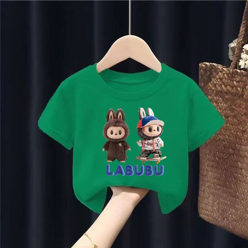 LABUBU Summer Fashion Cartoon Girl Short Sleeve Casual T-shirt Short Sleeve Outdoor Sports Children's Clothing