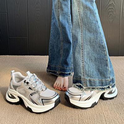 Small Women's Shoes Fashion Height 6cm Dad Shoes 2025 Spring and Summer New Ins Trendy Casual Sports Shoes Women's Shoes