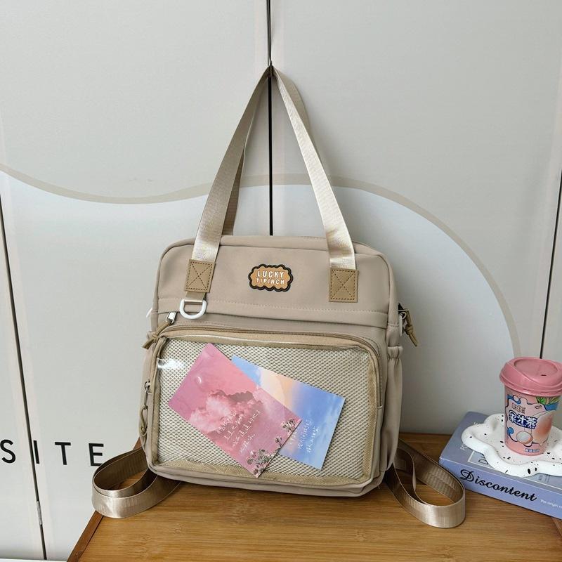 2025 High-value Nylon Bag College Style Transparent Shoulder Crossbody Pain Bag Leisure Bag Tutoring Bag Handbag Women