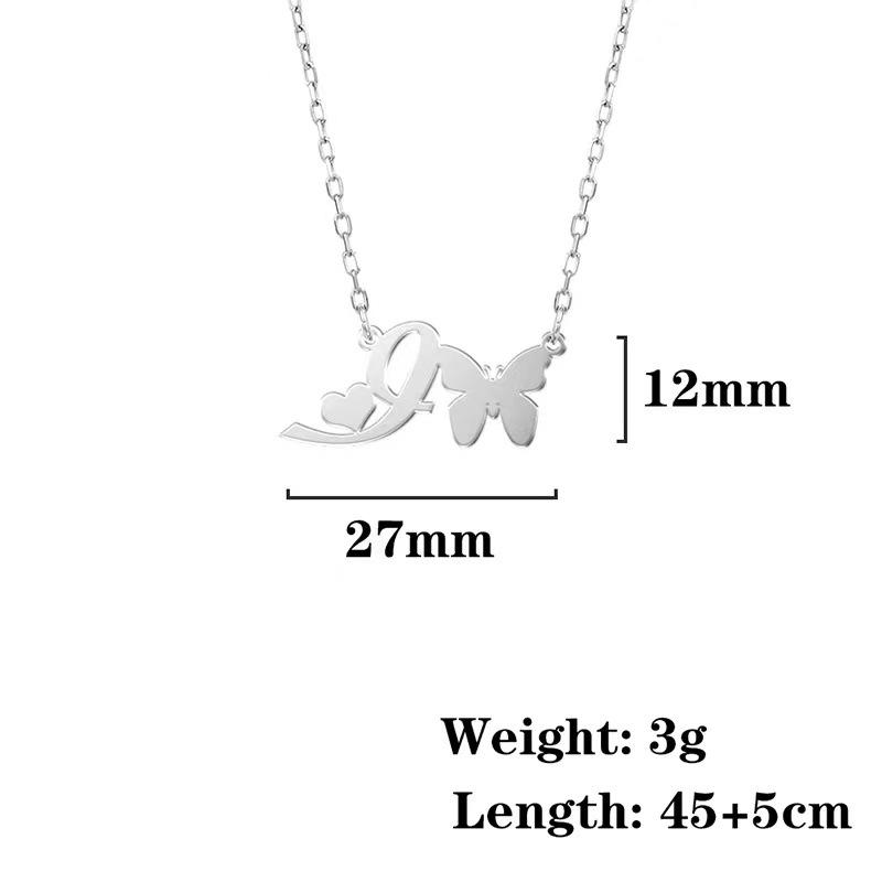 Stainless Steel Non-fading Women's Trendy Butterfly Letter Necklace