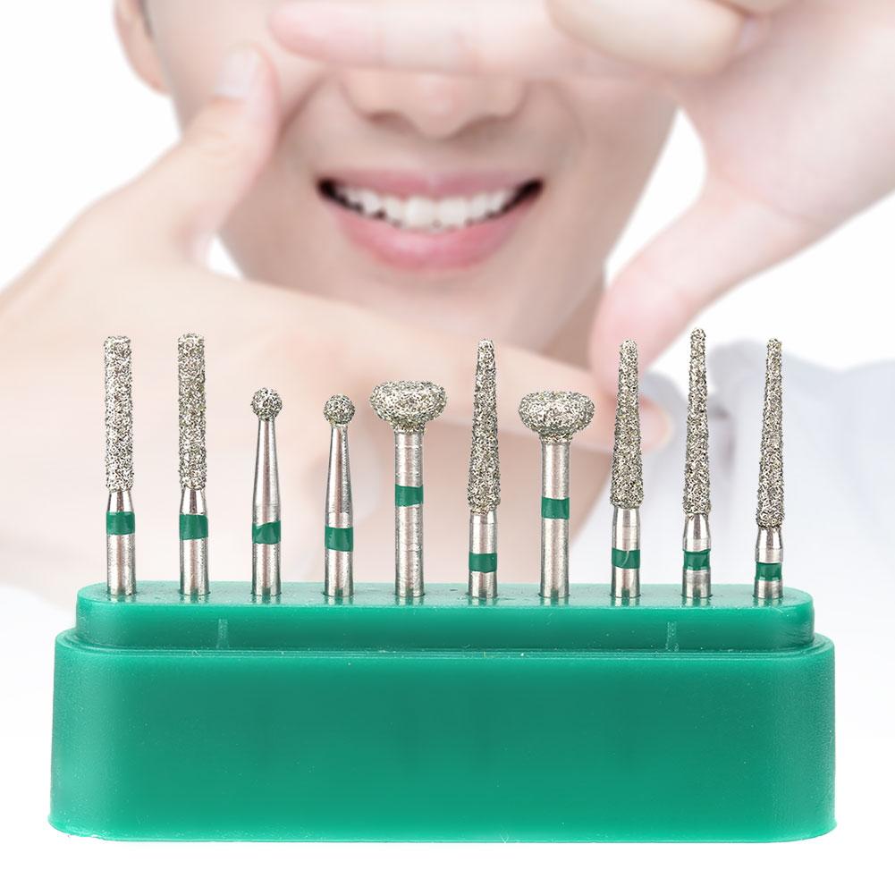 10pcs Dentistry Stainless Steel 1.6mm Round Handle Dental Diamond Burs Drills Kit