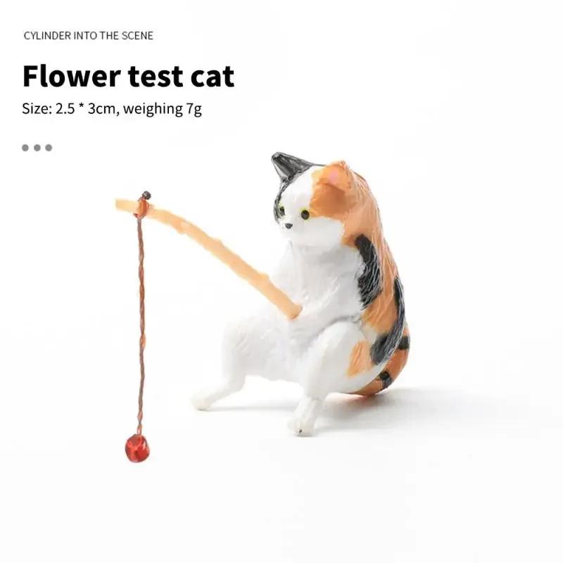 1/5/10PCS Ornament Decorative Furnishings for Aquarium Cats Fishing Figurine Cat Sculpture Sitting Fishing Little Cute Cat Resin