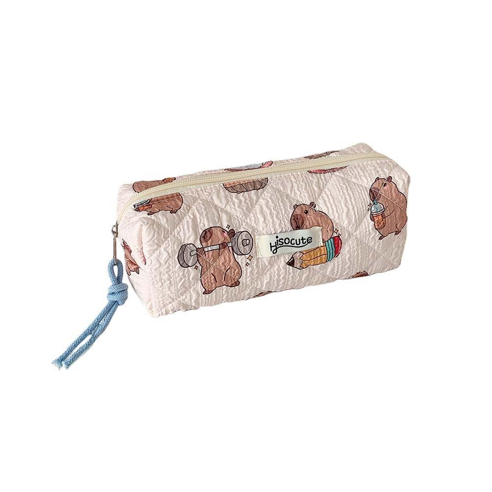 Stoff Koreanischer Stil Federmäppchen Capybara Hund Blumenmuster Federtasche Schüler