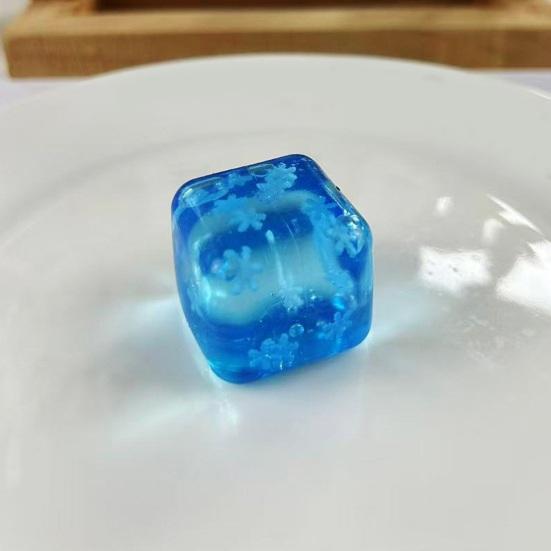 Clear Toy Snowflake Anxiety with Glitter Cube Squeeze Relief Stress Cube Sensory