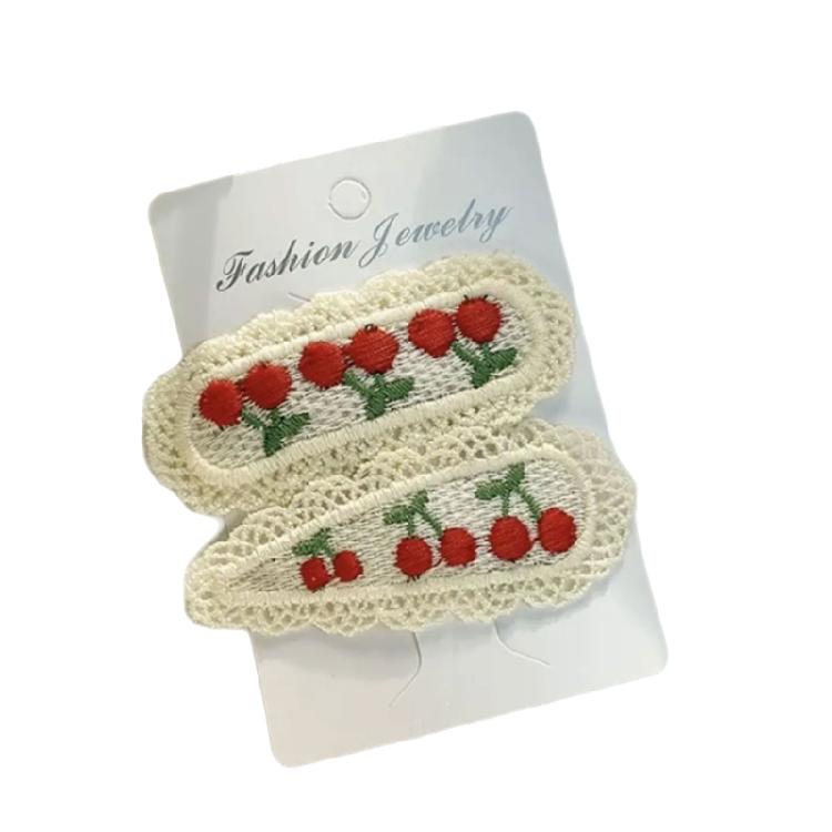

Pack of 2 Friendly Hair Clip Fruit and Lace Embroidered for Girls Comfortable Wear Hairpin for School Activities
