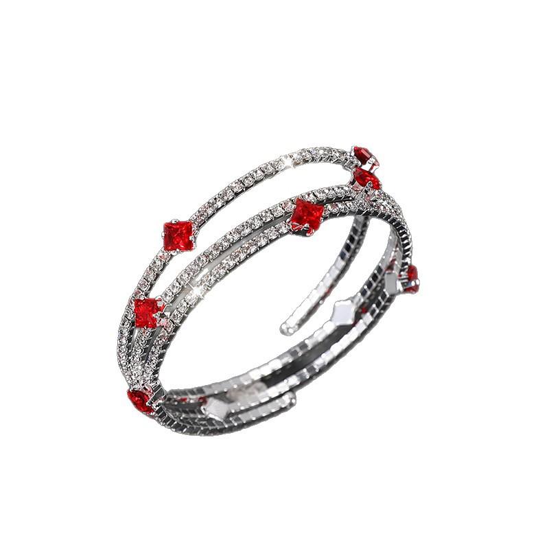 Mehrschichtiges Wickelarmband Greifkette Strassarmband Braut Voll-Diamant Zirkonarmband Offenes Armband Damen