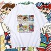 2026 Summer Comic Form Crayon Shinchan Image 100 Cotton Printed Oversize Casual Tshirt Adult Children Parentchild Top Y2k