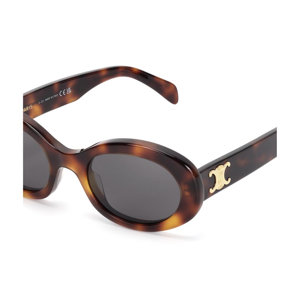 Celine Oval Sunglasses Blonde Havana/Smoke Women Eyewear Brown CL40194U-53A