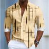 Men's Striped Pattern Printed Long Sleeve Shirts Casual Cardigan New Button Holiday Fashion Shirts