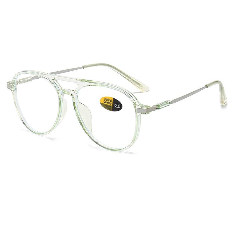 Modische Lesebrille mit Doppelsteg für Damen und Herren, großes Gestell, Blaulichtfilter, Computerbrille +100 bis +400