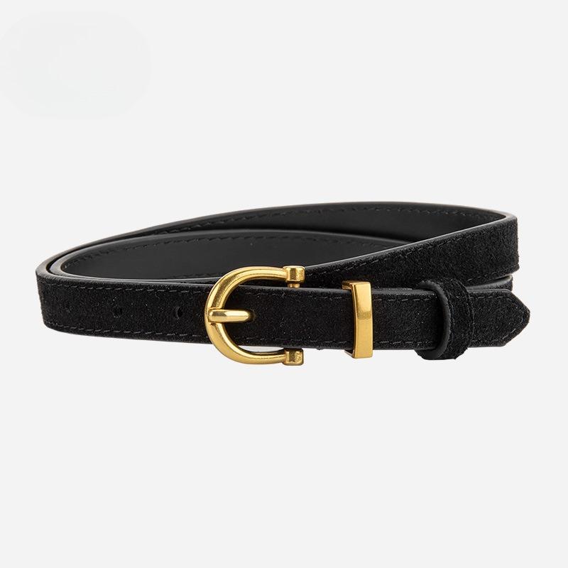 Frosted Reverse Velvet Cowhide Belt for Women Casual Style Alloy Pin Buckle Decorative Skirt Jeans Belt Genuine Leather Belt for Women