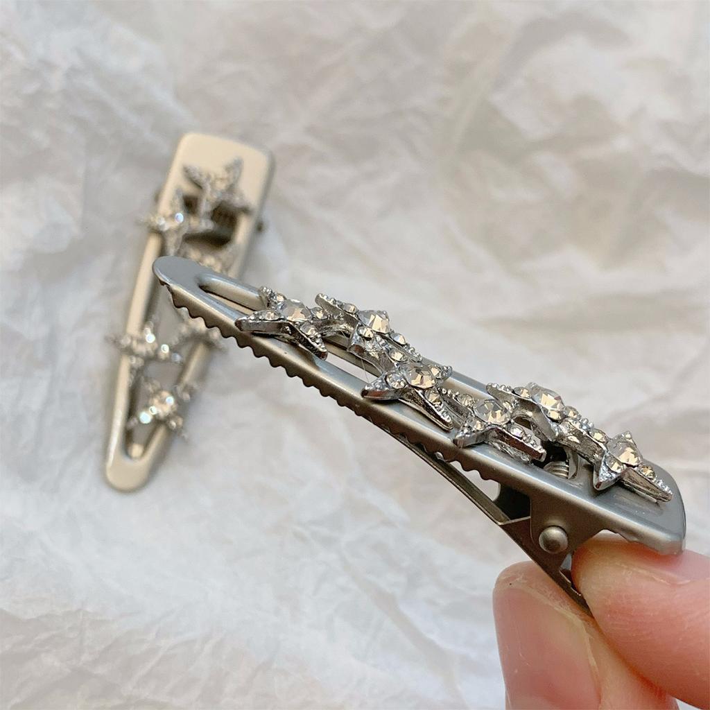 Simple Silver Star Hairpin Metal Side Bangs Clip Light Luxury Temperament Rhinestone Hairpin Cold Trend