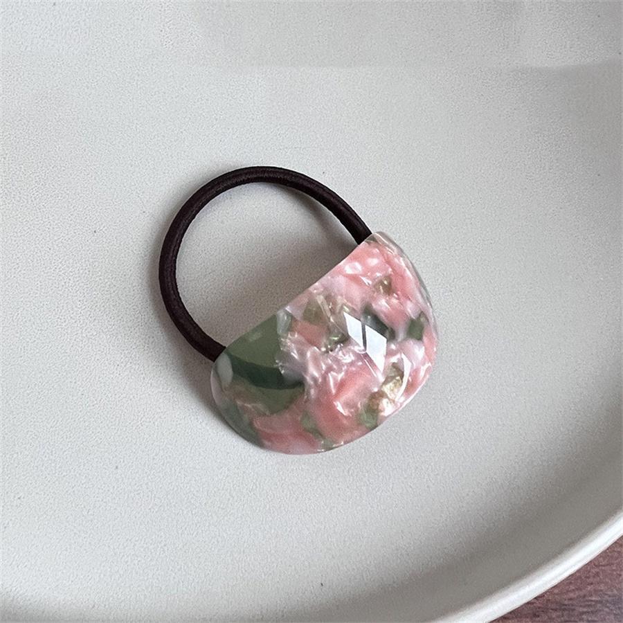 New Oval Acetate Geometric Semicircle Buckle Hair Rope Temperament Practical Elastic Rubber Band Ponytail Head Rope Female