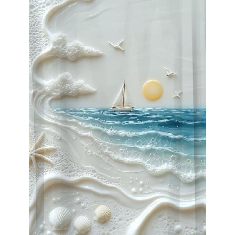 Seaview Sailing Women's Large Size Short-sleeved T-shirt, Irregular Hem Design, Digitally Printed Four-season T-shirt Holiday Literary Style