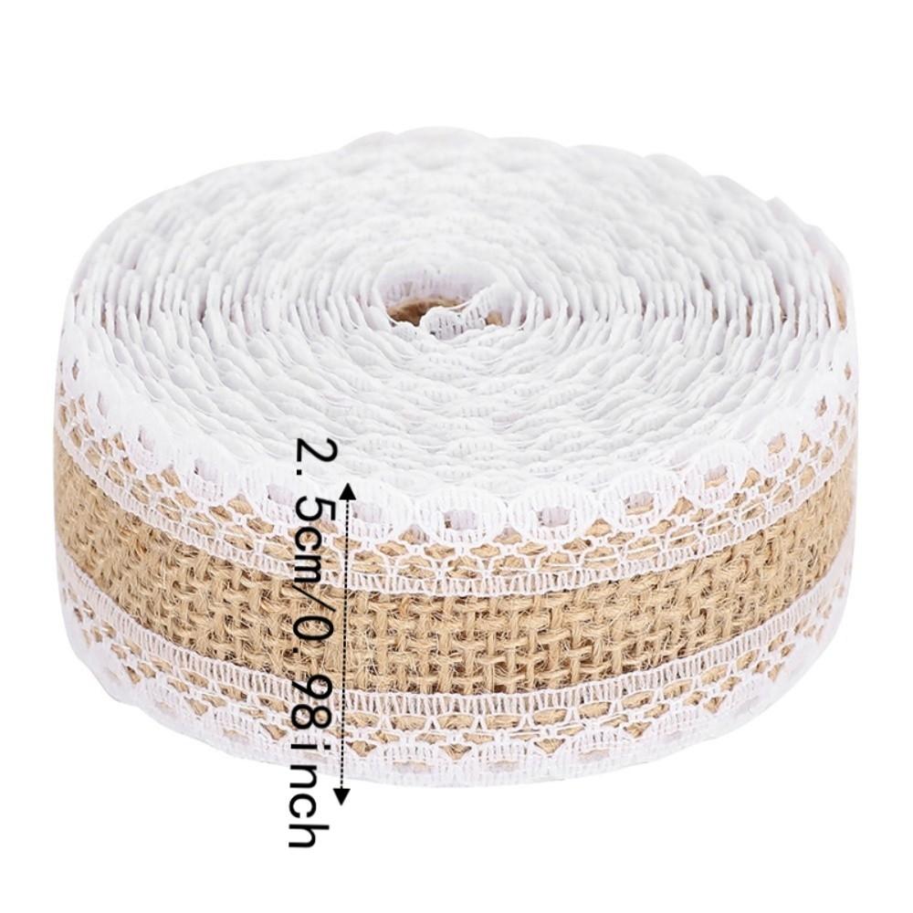 1pcs Lace Mesh Trim Burlap Ribbon Roll 5.5 Yards Lace Burlap Ribbon Jute Ribbon Roll DIY Crafts