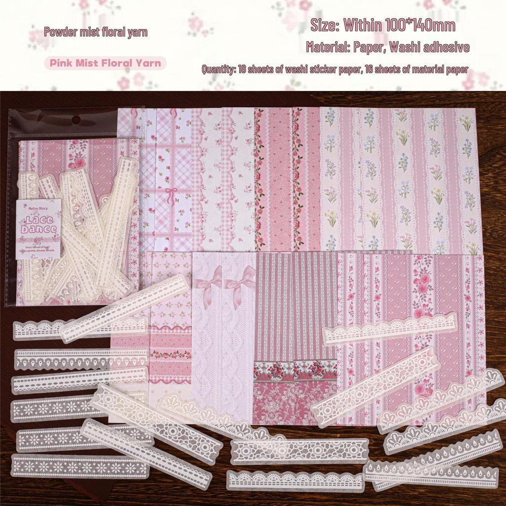 Retro Story Lace Dance Series Journaling Collage Set – 4 Material Types