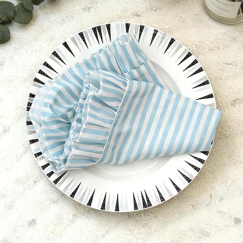 Minimalist Stripe Ruffle Placemat Coffee Table Mat, Baking Food Photography Napkin Home Desktop Decoration