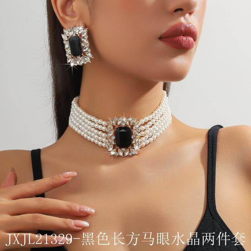 Korean Retro Pearl Diamond Fringed Neck Chain Internet Celebrity Temperament Design Sense Flower Bow Collarbone Chain Necklace Female