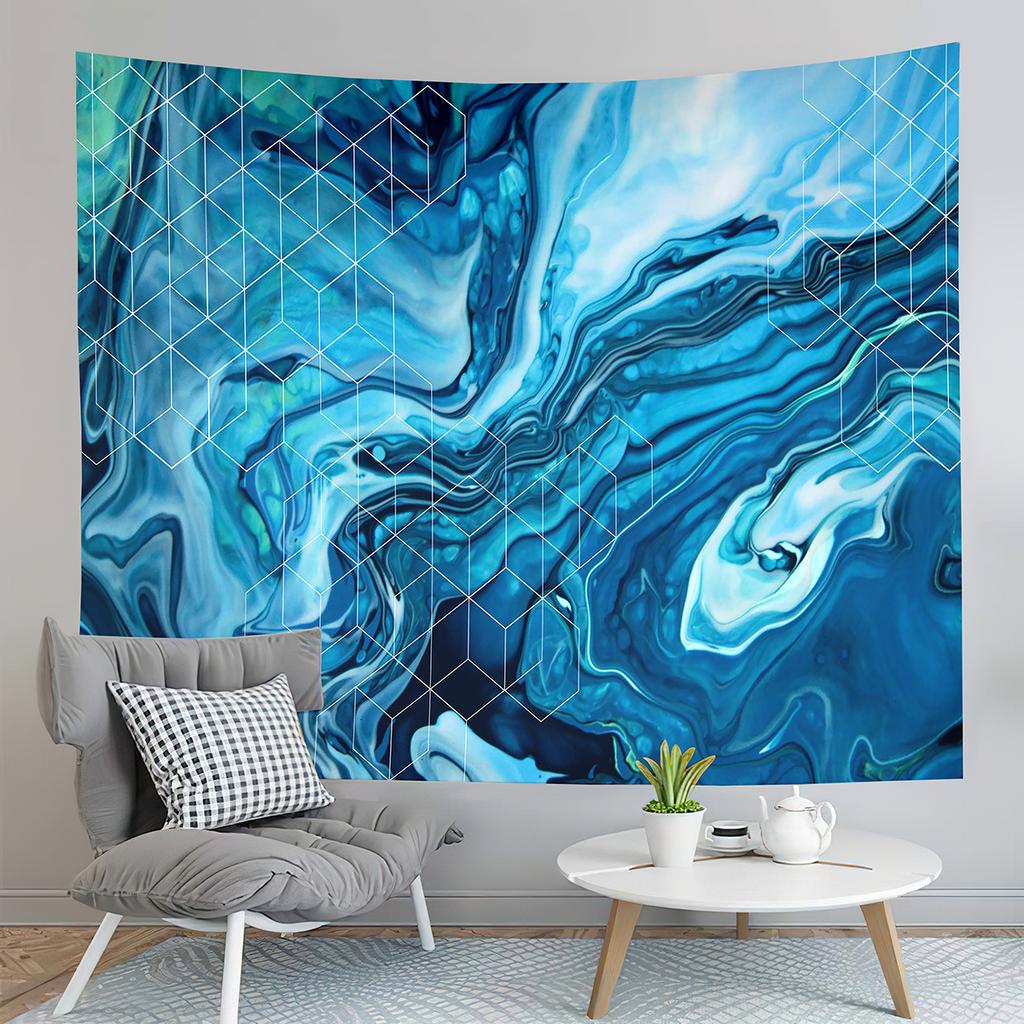 Marbling Tapestry Blue Pink Watercolor Tapestry Abstract Style Tapestry Wall Hanging Tapestries Bedroom Home Living Room Dorm
