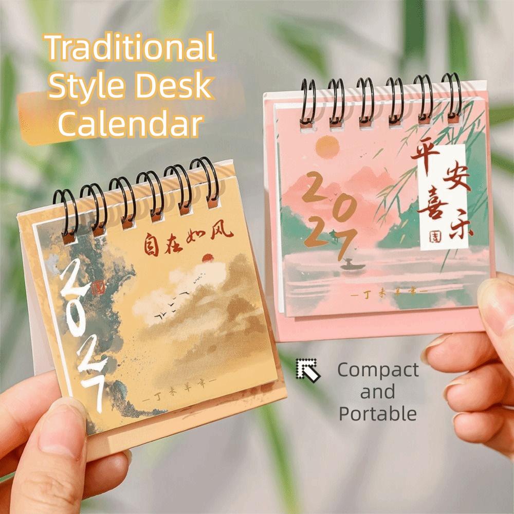 Standing Design 2027 Desktop Calendar Metal Coil Spiral Desk Calendar  Office Desk