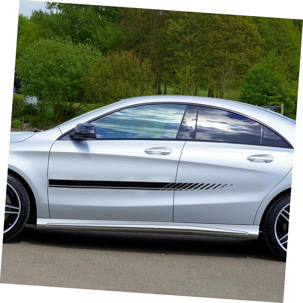 OSALADI 1 Set Side Skirt Sticker Protector Styling for Car Exterior Decoration Side Stripe Graphic Car Sticker PVC Black 2pcs