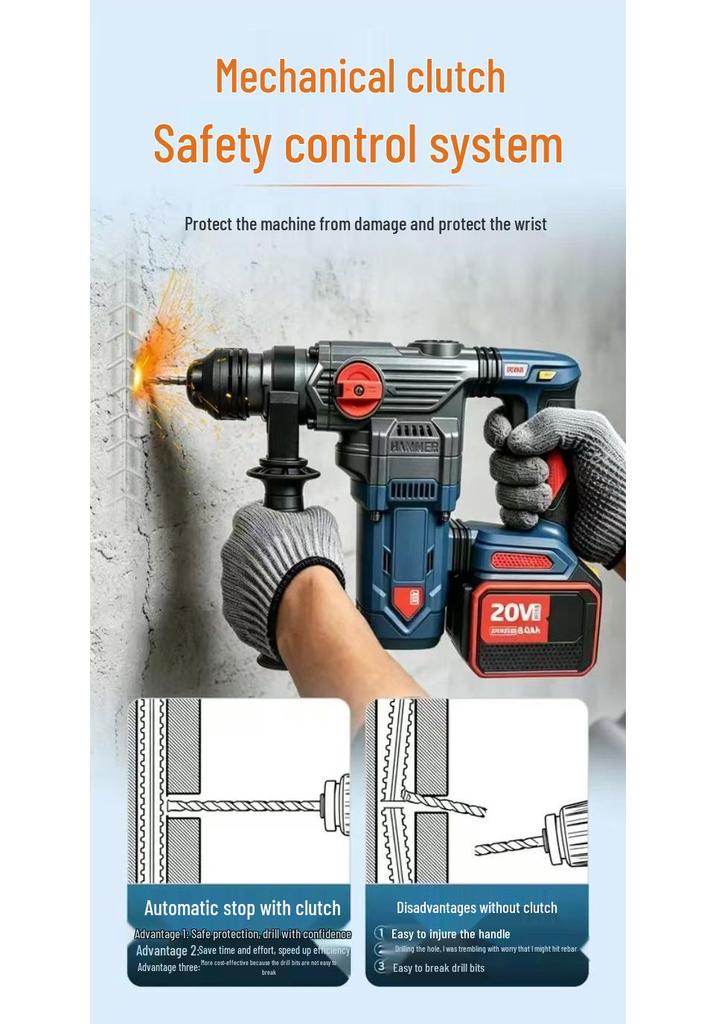 Rechargeable Brushless Lithium Impact Drill with Dual Mode for Concrete