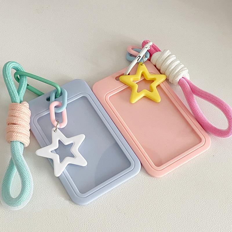Abs Slide Kpop Photo Card Holder Anti-Lost Keychain 3 Inch Ins Idol Protective Case Bag Bus Cards Sleeves Supplies