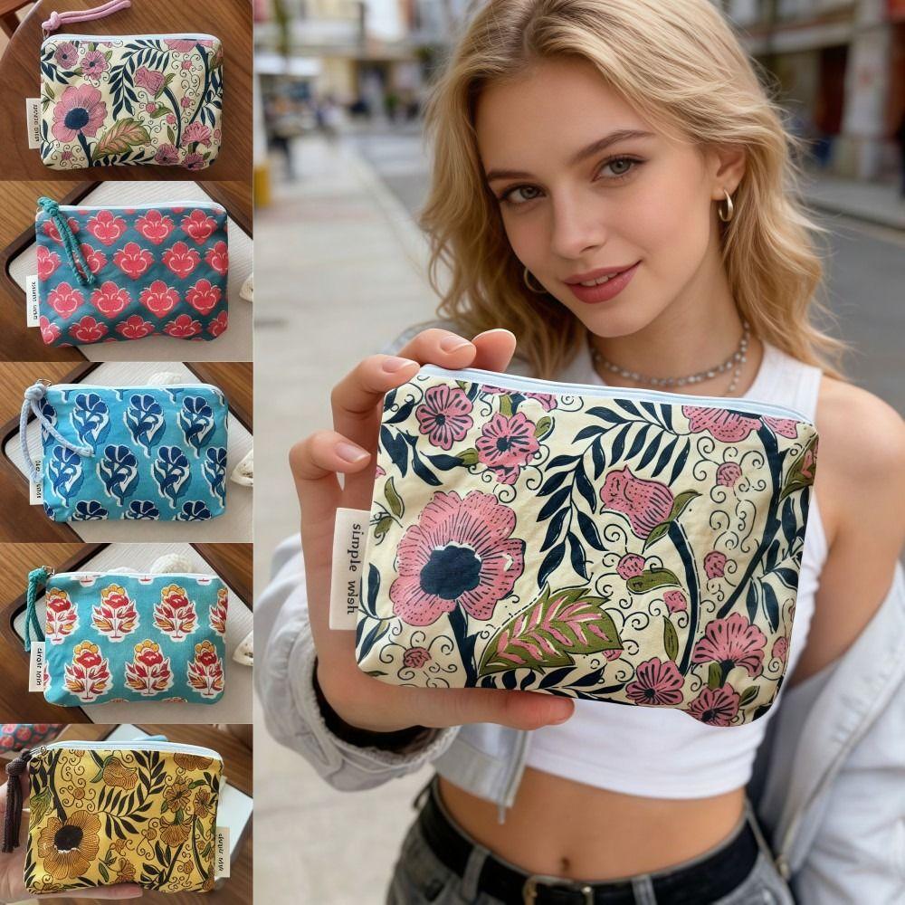 Fashion Vintage Sanitary Napkin Bag Mini Cotton Makeup Bag Zipper Indian Style Travel Bag Cosmetic,earphone Etc Storage