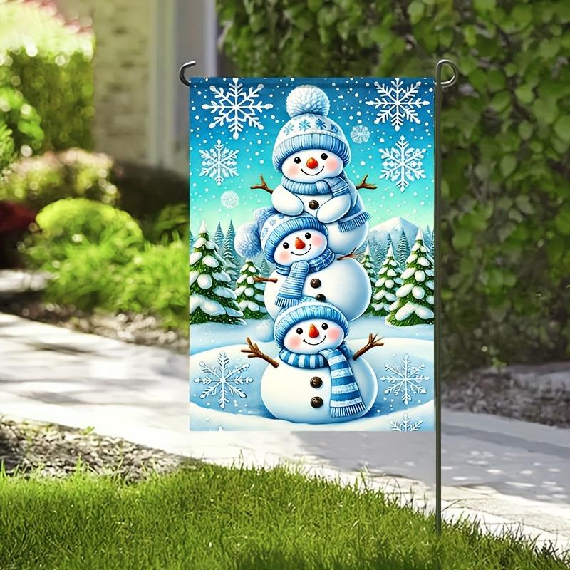 Frohe Weihnachten, Feiertags- doppelseitige Schneemann-Flagge, 12x18 Zoll ohne Stange, Polyestermaterial, geeignet für Garten, Rasen, Terrasse, Bauernhaus, Innenbereich